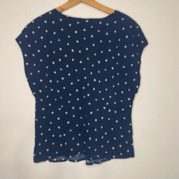 NWT Madewell V Neck Cap Sleeve Ditsy Floral Dressy Work Blouse Top Size 12 - Picture 11 of 16